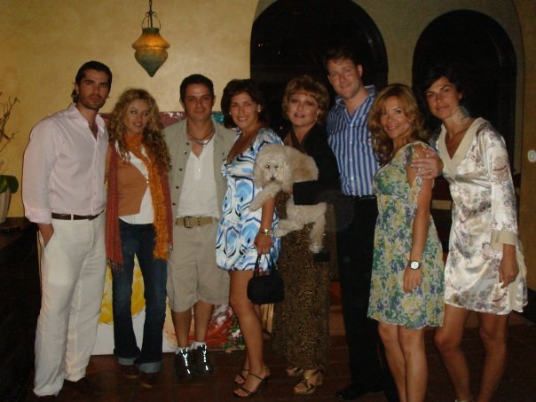 Eduardo Verastegui (Actor and Producer), Paulina Rubio (Singer and Actor), Alejandro Sanz (Grammy Award-Winning Musician and Producer), Angelica Vale (Actor, Singer and Comedienne), Angelica Maria (Actor and Grammy Award-Winning Singer) and Sean Wolfington (Financier and Producer) at Sanz's home