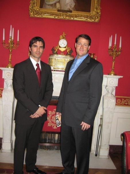 Eduardo Verastegui (Actor and Producer) and Sean Wolfington (Financier and Producer) in the Red Room of the White House