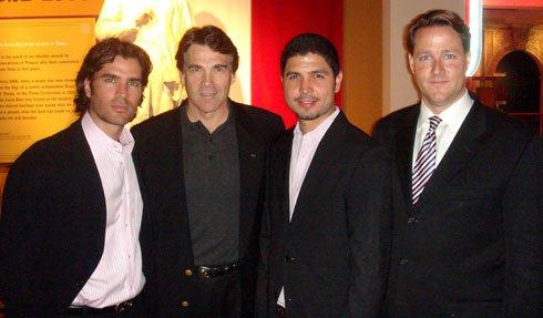 Eduardo Verastegui (Actor and Producer), Texas Governor Rick Perry, Alejandro Monteverde (Director and Producer) and Sean Wolfington (Financier and Producer)