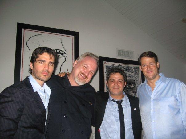 Sean Wolfington (Financier and Producer), Art Smith (World-renown chef), Alejandro Sanz (Grammy-Winning Musician and Producer) and Eduardo Verastegui (Actor and Producer) at the Wolfington Home