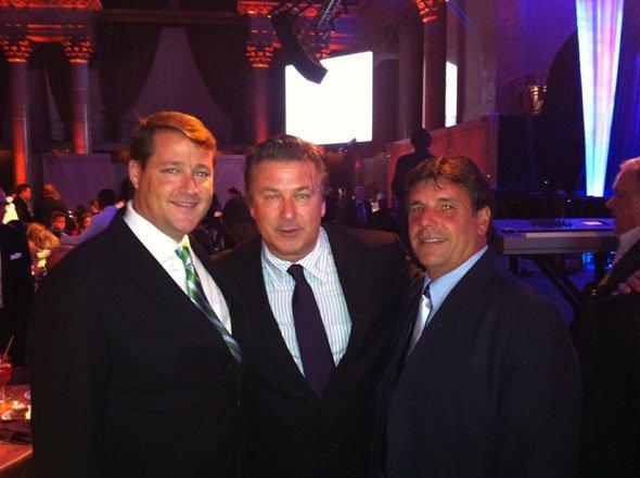 Sean Wolfington (Financier and Producer), Alec Baldwin (Award-Winning Actor, Charles Aiesi (AHFC Senior Manager) at Tony Bennett and Susan Benedetto's fourth annual Exploring the Arts (ETA) gala at Cipriani Wall Street in New York City