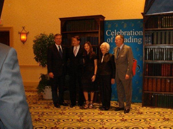 Sean Wolfington (Financier and Producer), Ana Wolfington (Financier and Producer) with President George H. W. Bush, Barbara Bush (First Lady) and Governor Jeb Bush 